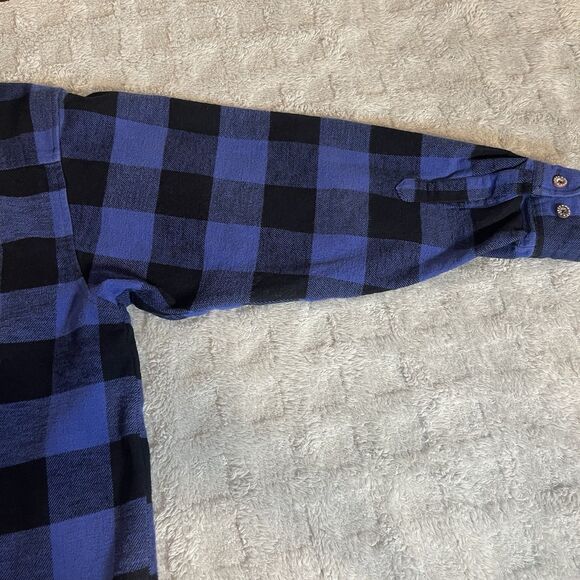 Moose Creek Heavy Flannel Plaid Button Up Blue Shirt Mens Large, 100% Cotton - Picture 11 of 15